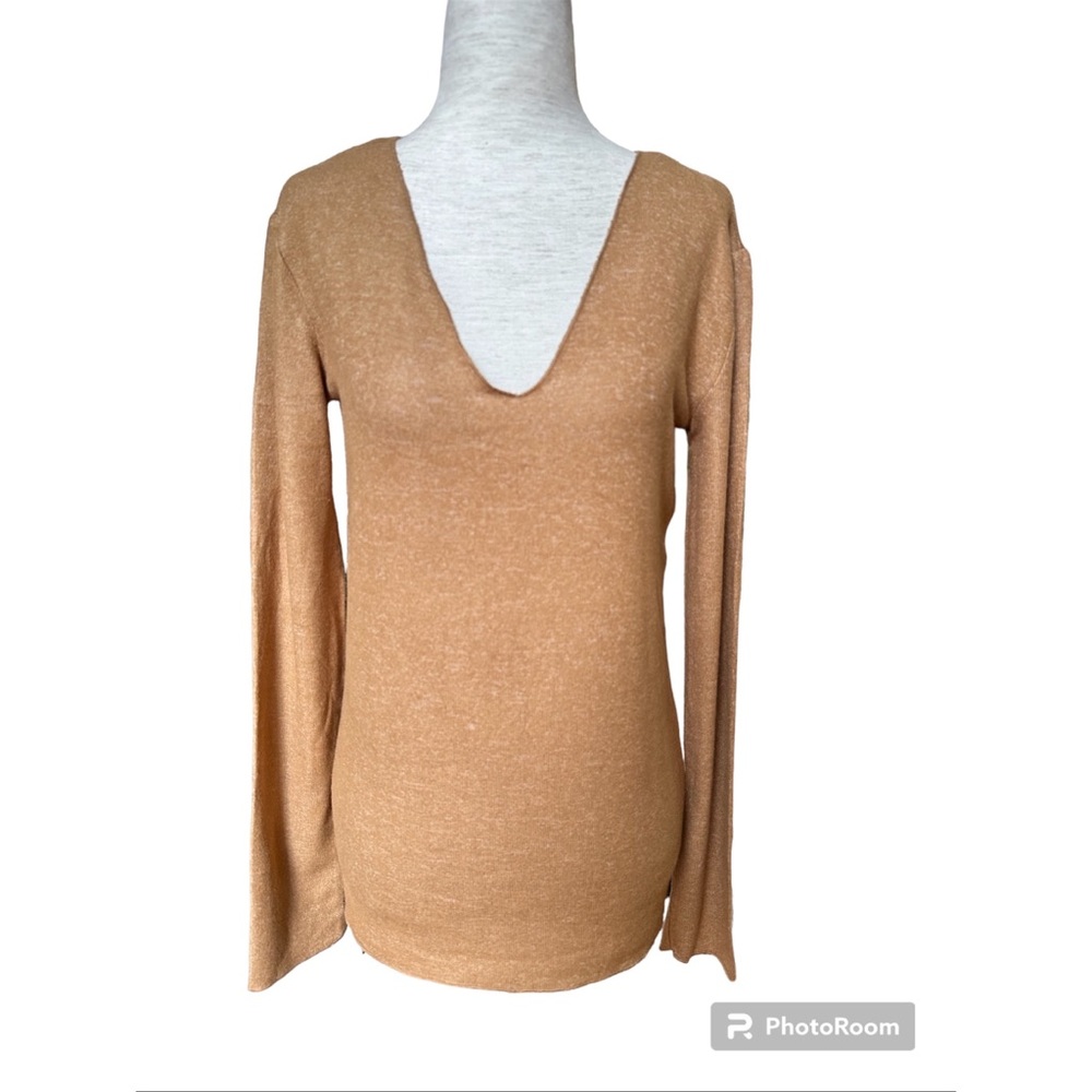 Zara Light Knit V- Neck Long Sleeve Sweater Top, S